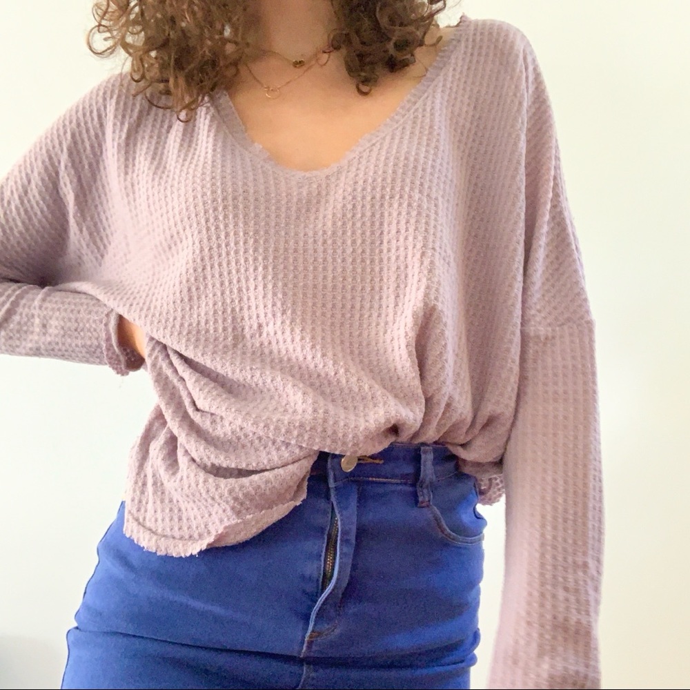 LAVENDER OVERSIZED V NECK SLOUCH SWEATER✨💜